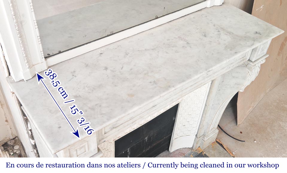 Carrara marble mantelpiece with corbel-style supports, Napoleon III period-9